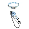 Conjunto de collar y correa para perro con diseño azul y blanco para mascotas pequeñas - Juego de Collar y Correa / 1.5cm*120cm / Azul Cielo Naranja
