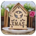 Miniature wooden Christmas house LED night light featuring angel and star carvings - Angel(V1-19)