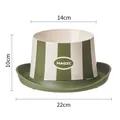 Erhöhter Futternapf in Hutform mit olivgrünen Streifen und 22cm Anti-Kleck-Basis - Green Circus Stripes (7016) / Einzelschüssel / Grün