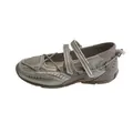 Silver athletic Mary Jane ballet flat sneakers with mesh panels and velcro straps - Silver