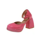Elegantes zapatos plataforma Mary Jane rosa en charol con tacones anchos brillantes - 34 / Rosa