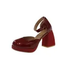 Chaussures Mary Jane en cuir verni rouge élégantes avec plateforme et talon à strass - Bordeaux