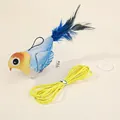 Interactive bird cat toy with suction cup and yellow elastic cord for self-play - Electronic Sound (Bird Only) / Blue-winged Leafbird