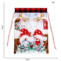 Christmas drawstring gift bag with red black buffalo plaid and gnome print 50x36cm - Gift Bag / 50x36cm / Red Gift Bag