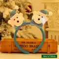 Festlicher Weihnachts-LED-Haarreif mit zwei leuchtenden Plüsch-Eisbärenköpfen - Gestreifter Stoff Doppel-Bär Stirnband (S3-8)