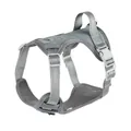 Detailed studio shot of a gray reflective breathable vest-style dog harness for pets - S / Vest Harness Only / Gray