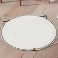 Round woven hemp rope cat scratching pad and sleeping mat in white and black - XL (Diameter 100cm) / White