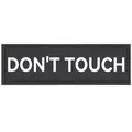 Detailansicht eines schwarzen K9 Hunde-Klettaufklebers mit weißem DON'T TOUCH Text - S (11x3cm) / NICHT BERÜHREN / Schwarz mit weißen Buchstaben