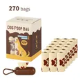 Scented dog poop bag set with 18 rolls 270 bags and portable dispenser - 18 Rolls + 1 Long Dispenser / Milk Scented Box (270 Bags)