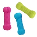 Durable bone-shaped TPR dog chew toys in three colors for dental cleaning and play. - Long Whistle Barbell / 13x4cm