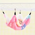 Amaca calda in peluche per criceti con pois rosa, blu e gialli per dormire in gabbia. - 30*30 / Stella Rosa (Strato Singolo)