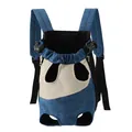 Mochila portamascotas de mezclilla azul para perros y gatos pequeños, diseño transpirable. - Azul Y Blanco
