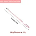 Pink plush caterpillar cat wand attachment with streamers for interactive pet play - Pink Bean Velvet Caterpillar