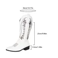 Witte Western hoge laarzen voor dames met zwart borduursel en 3,5 cm blokhak met punt - 36 / Wit