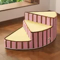 Rosa gestreifte 3-stufige Haustiertreppe für Hunde und Katzen, gebogenes Design - Dritter Ordnung / Durchmesser 45cm Höhe 31cm / Rosa-Braun Gestreift