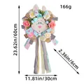 Easter wreath with cute cartoon bunny face artificial roses and long ribbons holiday decor - Bunny Wreath Style(L2-3)