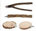 Natuurlijk houten vogelzitstokset inclusief takken en platformzitstokken - 4-Delige Set (2 Rond + 1 Vork + 1 Stok)