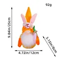 Orange Easter bunny gnome plush toy with dimensions 25x12x8cm for holiday decoration - Holding Plaid Carrot