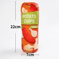 Plush squeaky potato chip pet toy with 22cm height and 7cm diameter dimensions shown - Red Can