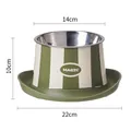 Antipp-Haustiernapf aus Edelstahl mit 22 cm stabilem Boden für Katzen und kleine Hunde - Green Circus Stripes (7016) / Bowl with Stainless Steel Insert / Grün