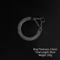 Silver stainless steel triple-chain dog collar, 45cm length and 2.0mm thickness - Triple Row Slip Chain / 2.0mmx45cm