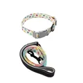 Conjunto de collar y correa para perro con estampado de globos y gancho de metal - Juego de Collar y Correa / 1.5cm*120cm / Globo Blanco Crema