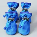 Botas calientes de vellón azul para mascotas pequeñas con cordón ajustable. - No. 1 / Suela blanda / Azul