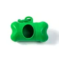 Portable green bone-shaped dog poop bag dispenser for outdoor pet waste cleaning - Without Waste Bags / Green