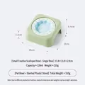 Petit bol en céramique pour animaux avec support en plastique vert incliné et bord festonné - Lapin de Piano (Petit) / Bowl + Green Stand Set / Vert