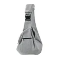 Comfortable grey pet sling carrier for dogs and cats with adjustable buckle strap - Buckle Model with Shoulder Pad and Base Plate / 80x65x30cm / Gray