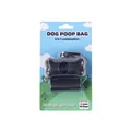 Black bone-shaped dog poop bag dispenser with two rolls of waste bags in blister pack - Bone Shaped Dispenser / Set of 30 / Black