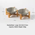 Large ceramic slanted pet bowl set with bamboo stand 44x23cm - Large Slanted Bowl (Gray) with Bamboo Stand