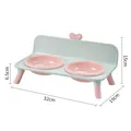 Elevated double pet bowl with pink bowls and mint green stand for cats and dogs - Double Bowl / Plastic Inner / Green