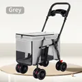 Grey foldable pet stroller for medium and large dogs with mesh windows and cup holder - Fits pets up to 20kg / Gray