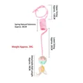 Hanging elastic spring cat toy with pink plush ball and colorful feathers for indoor play - Pink