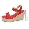Sandales compensées rouges en suédine avec plateforme en corde de chanvre et talon de 8,5 cm - 38 / Rouge