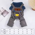Cozy winter dog overalls with cute deer embroidery for small pets and cats - XS / Navy Blue and Gray