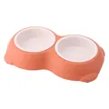 Double pet feeding bowl with coral orange non-slip base and white removable basins - Medium (26*16*4cm) / Double Bowl (White Plastic Liner) / Orange