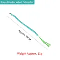 Long green plush caterpillar replacement head for cat wand toy featuring soft tassels - Green Bean Velvet Caterpillar