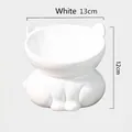Witte keramische kattenbak met schattige oren en schuin ontwerp voor nekbescherming - Schuine Keramische Bak / 13cm / Wit