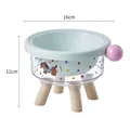 16cm diameter elevated pet bowl with cute cartoon puppy design and wooden legs - Dopamine Transparent Elevated Bowl / Green