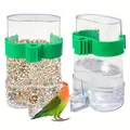Automatic bird feeder and waterer set for bird cages, clear plastic bird accessories - Transparent Water Cup / 2 Pieces/Pack