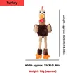 Durable plush turkey squeaky dog toy with long legs, measuring 18.30 inches tall - Fighting Chicken Shape / Turkey Color