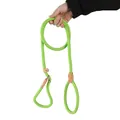 Detailed close-up of a durable green braided P-leash being held for dog training - Grass Green