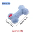 Blue plush bone-shaped dog toy with red heart print for pet chewing and training - Blue Bone