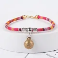 Ethnic style pet collar with colorful woven strap and vintage brass bell charm. - XS (Neck 15-20cm) / Blessing Bell Style