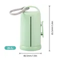 Portable pet waste bag dispenser with carabiner and size markings, mint green color. - Long Tube Dispenser (B51-1) / With Hook and Back Clip