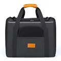 Foldable black pet carrier bag with orange handles and mesh windows for small cats and dogs - 45cm*35cm*33cm / Black