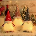 Glowing Christmas gnomes set with colorful sequin hats and warm LED lights for holiday decor. - Sequin Cap Doll (B1-13/14/15)