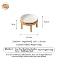 Écuelle en céramique blanche surélevée pour animaux avec support en bambou minimaliste - Bol Unique Style Haut (Blanc Pur) / Taille 6 Pouces / Blanc
